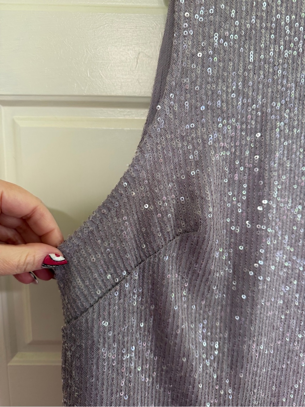 Anthropologie Lavender Sequin Knit Shell - Picture 2 of 6